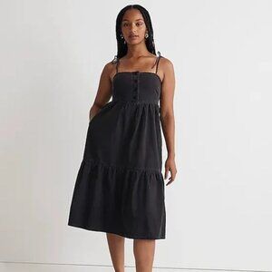 Madewell Denim Tiered Midi 100% Cotton Dress in Lunar Wash Size M